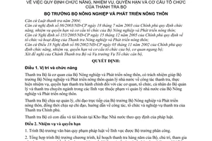 Quyết định 16/2006/QĐ-BNN  chức năng, nhiệm vụ, quyền hạn cơ cấu tổ chức Thanh tra Bộ