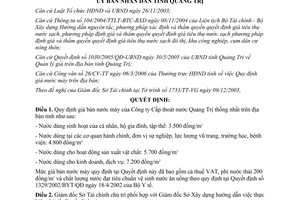 Quyết định 28/2006/QĐ-UBND quy định giá bán nước máy tỉnh Quảng Trị