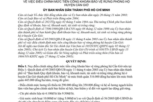 Quyết định 37/2006/QĐ-UBND điều chỉnh mức tiền công khoán bảo vệ rừng phòng hộ huyện Cần Giờ