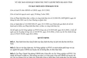 Quyết định 10/2006/QĐ-UBND Quy định thu thủy lợi phí trên địa bàn tỉnh Kon Tum
