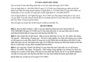 Quyết định 697/2006/QĐ-UBND hủy bỏ điều khoản ưu đãi đầu tư trái pháp luật Bến Tre