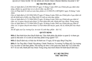 Quyết định 12/2006/QĐ-BYT phân cấp nhiệm vụ quản lý tham gia quản lý nhà nước vệ sinh an toàn thực phẩm ngành y tế