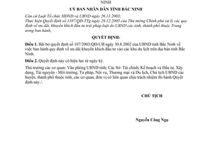 Quyết định 20/2006/QĐ-UBND bãi bỏ 107/2003/QÐ-UB tỉnh Bắc Ninh