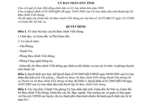 Quyết định 09/2006/QĐ-UBND tổ chức bộ máy Sở Bưu chính Viễn thông