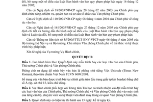 Quyết định 389/QĐ-VPCP mẫu trình bày văn bản Chính phủ,Thủ tướng Chính phủ,Văn phòng Chính phủ