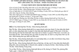 Quyết định 38/2006/QĐ-UBND Ban Thi đua-Khen thưởng thành phố tổ chức bộ máy làm công tác thi đua-khen thưởng các cấp