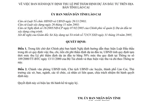 Quyết định 570/QĐ-UBND  thu lệ phí thẩm định dự án đầu tư