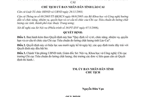Quyết định 24/2006/QĐ-UBND chức năng tổ chức Chi cục Tiêu chuẩn đo lường chất lượng Lào Cai