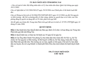 Quyết định 23/2006/QĐ-UBND tổ chức hoạt động Trung tâm Phát triển Quỹ đất Đồng Nai