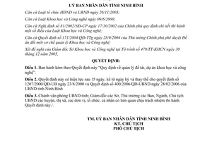 Quyết định 504/2006/QD-UBND quản lý đề tài dự án khoa học công nghệ Ninh Bình
