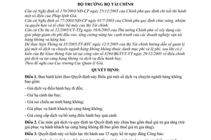 Quyết định 13/2006/QĐ-BTC giá dịch vụ chuyên ngành hàng không