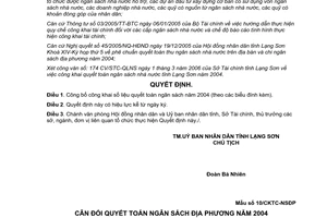 Quyết định 02/2006/QĐ-UBND công khai quyết toán ngân sách năm 2004 Lạng Sơn