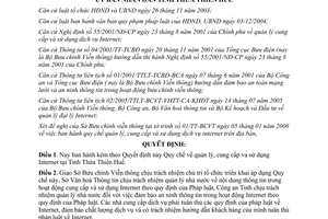Quyết định 739/2006/UBND-QĐ quản lý cung cấp sử dụng dịch vụ Intenet Thừa Thiên Huế