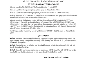 Quyết định 14/2006/QĐ-UBND quản lý phương tiện thủy loại phải đăng ký Bắc Giang