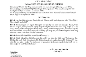 Quyết định 41/2006/QĐ-UBND Chương trình hành động thực hiện Năm 2006-Năm cải cách hành chính