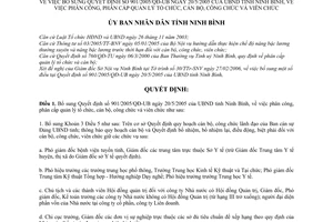 Quyết định 520/2006/QĐ-UBND bổ sung Quyết định 901/2005/QĐ-UB  phân công,