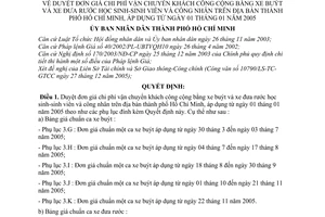 Quyết định 42/2006/QĐ-UBND đơn giá chi phí vận chuyển khách công cộng bằng xe buýt xe đưa rước HSSV và công nhân TP Hồ Chí Minh từ 1/1/2005