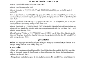 Quyết định 484/QĐ-UBND năm 2006 quy hoạch phát triển giao thông vận tải Bắc Kạn đến 2020