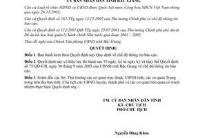 Quyết định 16/2006/QĐ-UBND Quy định chế độ thông tin báo cáo Bắc Giang