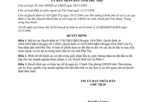 Quyết định 724/2006/QĐ-UBND bãi bỏ các quyết định về ưu đãi đầu tư Phú Thọ