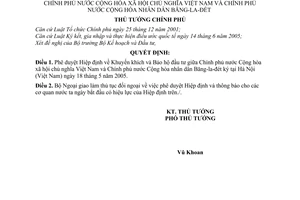 Quyết định 61/2006/QĐ-TTg  Hiệp định khuyến khích Bảo hộ đầu tư giữa Việt Nam và Bangladet