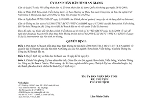 Quyết định 12/2006/QĐ-UBND triển khai 02/2005/TTLT-BCVT-VHTT-CA-KHĐT quản lý đại lý Internet An Giang
