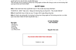 Quyết định 06/2006/QĐ-BXD TCXD VN 33 : 2006 cấp nước - mạng lưới đường ống và công trình - tiêu chuẩn thiết kế