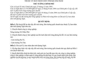 Quyết định 63/2006/QĐ-TTg Đề án sắp xếp, đổi mới nông, lâm trường quốc doanh Ủy ban nhân dân Quảng Ngãi