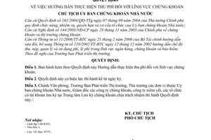 Quyết định 184/2006/QĐ-UBCK  hướng dẫn thực hiện thu phí lĩnh vực chứng khoán
