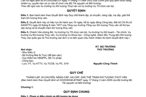 Quyết định 03/2006/QĐ-BTNMT Quy chế thành lập, di chuyển, nâng cấp, hạ cấp, giải thể trạm khí tượng thủy văn