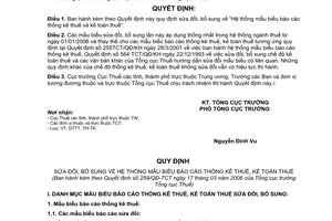 Quyết định 259/QĐ-TCT sửa đổi chế độ báo cáo thống kê thuế kế toán thuế