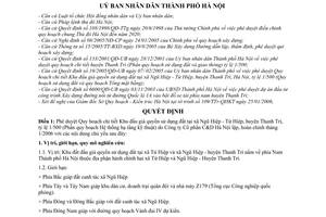 Quyết định 30/2006/QĐ-UB Quy hoạch chi tiết Khu đấu giá quyền sử dụng đất xã Ngũ Hiệp Tứ Hiệp, huyện Thanh Trì, tỷ lệ 1/500