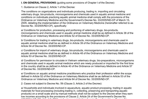 Circular no. 02/2006/TT-BTS of March 20, 2006 guiding the implementation of the government's decree no. 59/2005/ND-CP of may 4, 2005, on production and business conditions of a number of fisheries trades