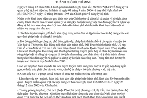Chỉ thị 09/2006/CT-UBND đăng ký quản lý hộ tịch Hồ Chí Minh