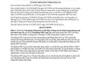 Quyết định 08/2006/QĐ-UBND văn phòng hàng rào kỹ thuật thương mại Long An