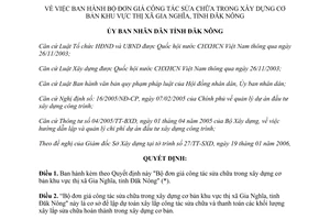 Quyết định 12/2006/QĐ-UBND bộ đơn giá công tác sửa chữa xây dựng cơ bản thị xã Gia Nghĩa tỉnh Đăk Nông