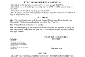 Quyết định 873/2006/QĐ-UBND Quy chế quản lý hoạt động các cụm Công nghiệp