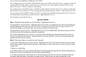 Quyết định 25/2006/QĐ-UBND thành lập Trung tâm Đào tạo cán bộ Văn hóa Nghệ thuật Lào Cai