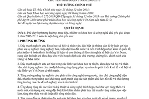 Quyết định 67/2006/QĐ-TTg phương hướng, mục tiêu, nhiệm vụ khoa học công nghệ chủ yếu giai đoạn 5,2006-2010