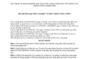 Quyết định 19/2006/QĐ-BNN khảo nghiệm, sản xuất thử, công nhận đặt tên giống cây trồng nông nghiệp mới