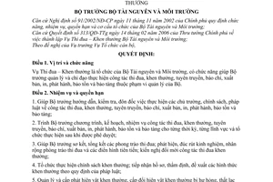 Quyết định 292/2006/QĐ-BTNMT chức năng, nhiệm vụ, quyền hạn Vụ Thi đua–Khen thưởng