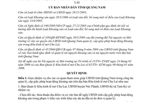 Quyết định 14/2006/QĐ-UBND quản lý cấp phép hoạt động khoáng sản Quảng Nam