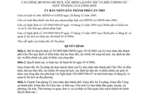 Quyết định 15/2006/QĐ-UBND bãi bỏ Quyết định 70/2005/QĐ-UBND Cần Thơ