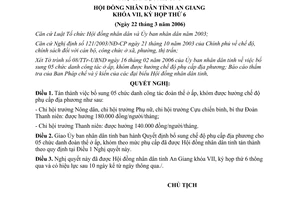 Nghị quyết 03/2006/NQ-HĐND bổ sung 05 chức danh công tác đoàn thể ở ấp khóm