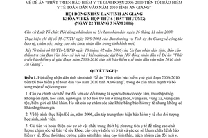 Nghị quyết 02/2006/NQ-HĐND Đề án Phát triển bảo hiểm y tế tiến tới bảo hiểm toàn dân An Giang
