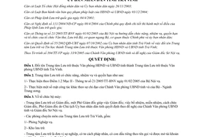 Quyết định 10/2006/QĐ-UBND đổi tên thành Trung tâm Lưu trữ thuộc Văn phòng Ủy ban nhân dân Trà Vinh