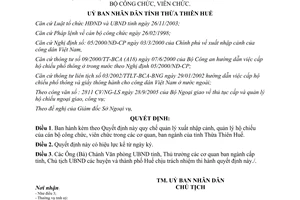 Quyết định 784/2006/QĐ-UBND quy chế quản lý xuất nhập cảnh hộ chiếu cán bộ công viên chức Thừa Thiên Huế