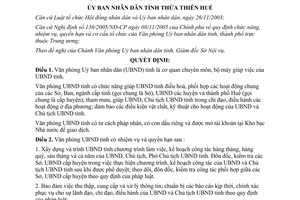 Quyết định 789/2006/QĐ-UBND chức năng nhiệm vụ quyền hạn Văn phòng UBND Huế