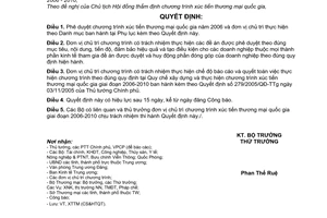 Quyết định 15/2006/QĐ-BTM Chương trình xúc tiến thương mại quốc gia 2006