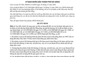 Quyết định 20/2006/QĐ-UBND điều chỉnh mức nợ tiền sử dụng đất Đà Nẵng